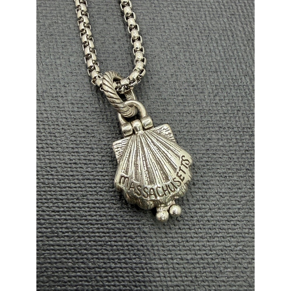 Brighton Massachusetts Locket Charm Pendant Silver Plated w/Chain Coastal Preppy